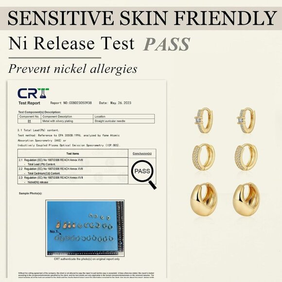 Gold Hoop Earrings Set for Women - 14K Gold Plated Small Hoops, Chunky Thick Ear - Picture 5 of 9